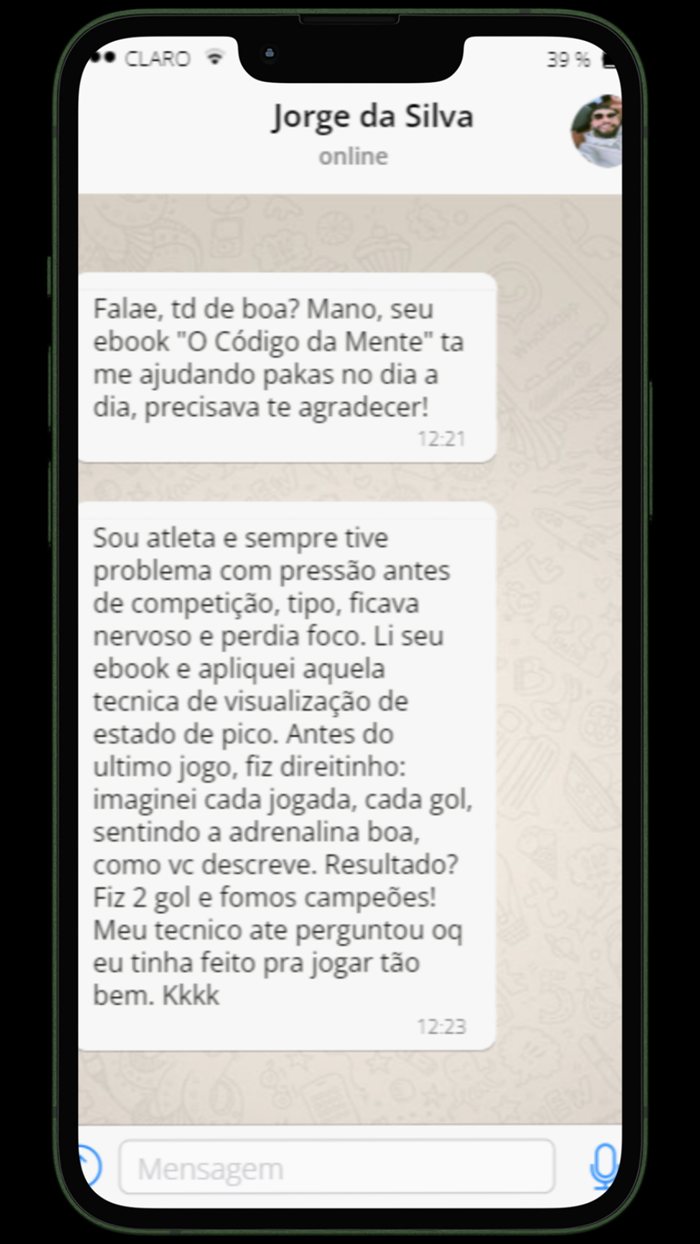Depoimento de Jorge da Silva, atleta: usou visualização de estado de pico antes de uma competição, fez 2 gols e foi campeão.